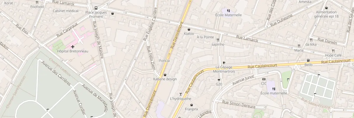 Plan du 44 Rue Damrémont à Paris 18e Arrondissement