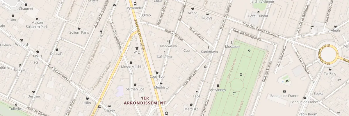Plan du 10 Rue Sainte-Anne à Paris 1er Arrondissement