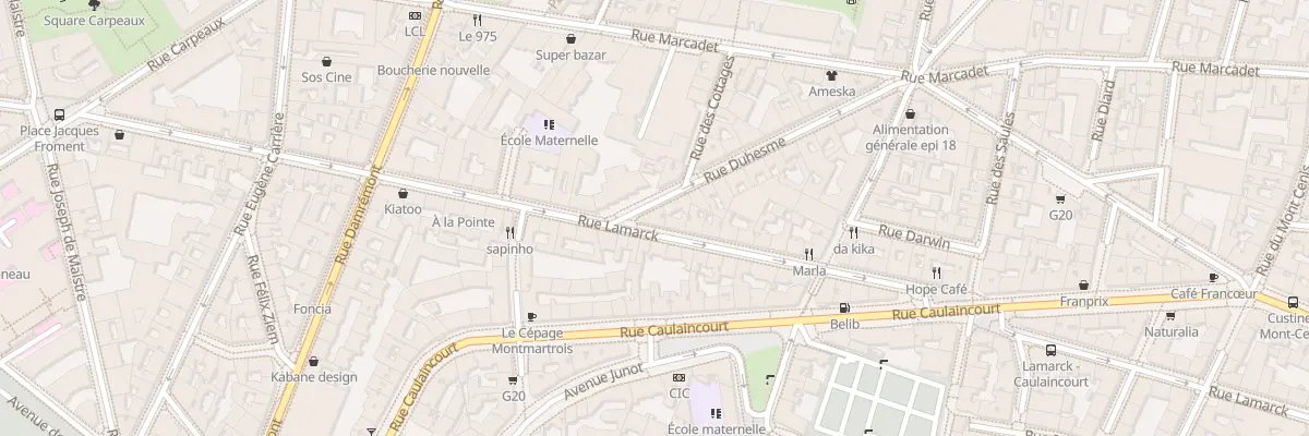 Plan du 92 Rue Lamarck à Paris 18e Arrondissement