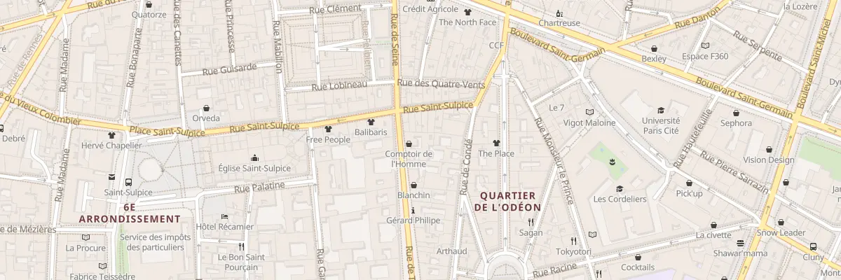 Plan du 7 Rue de Tournon à Paris 6e Arrondissement