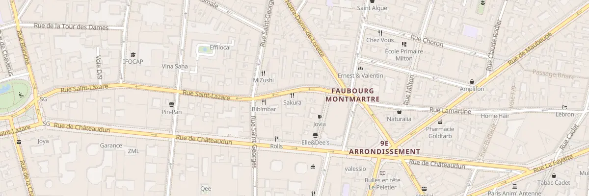 Plan du 9 Rue Saint-Lazare à Paris 9e Arrondissement