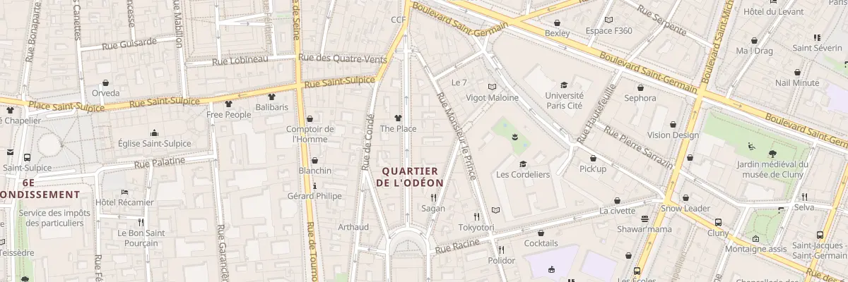 Plan du 11 Rue de l’Odéon à Paris 6e Arrondissement