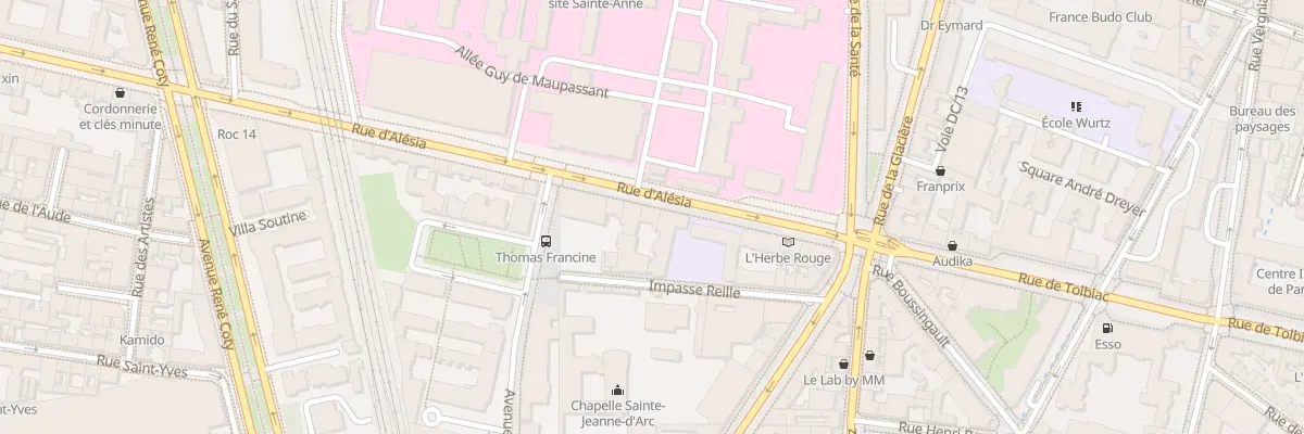 Plan du 3T Rue d’Alésia à Paris 14e Arrondissement