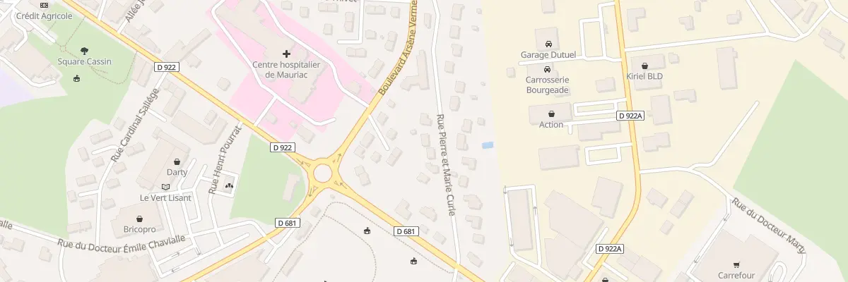 Plan du 3 Rue Pierre et Marie Curie à Mauriac