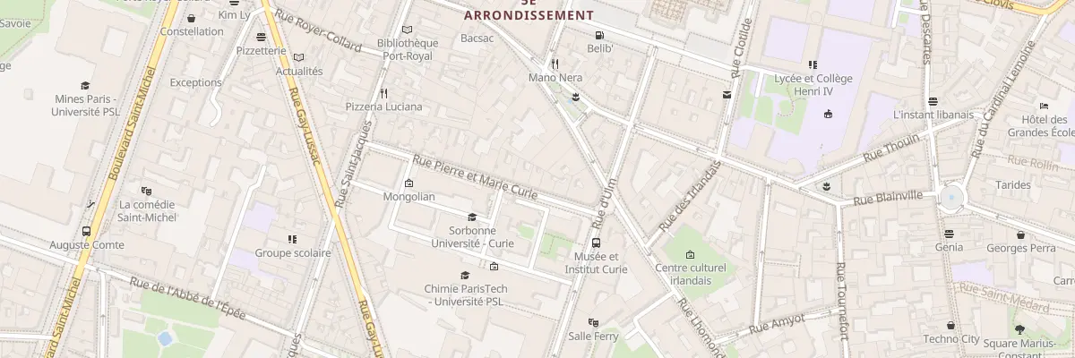 Plan du 8 Rue Pierre et Marie Curie à Paris 5e Arrondissement