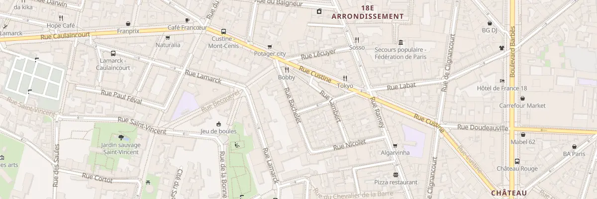 Plan du 16 Rue Bachelet à Paris 18e Arrondissement