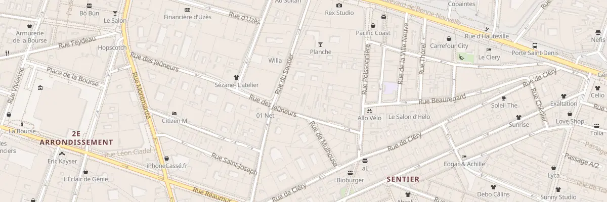 Plan du 16 Rue des Jeûneurs à Paris 2e Arrondissement