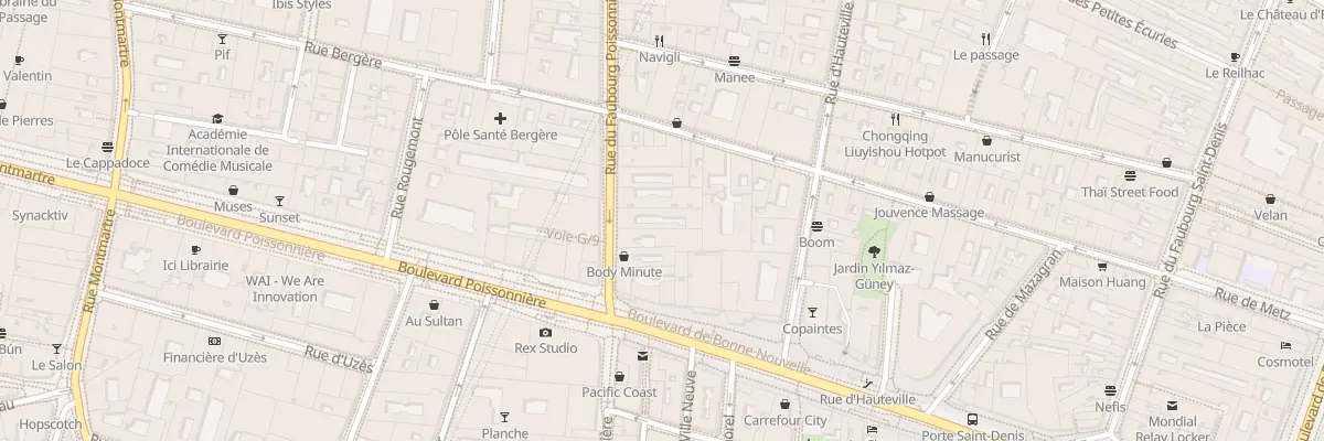 Plan du 8 Rue du Faubourg Poissonnière à Paris 10e Arrondissement