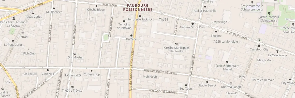 Plan du 52 Rue du Faubourg Poissonnière à Paris 10e Arrondissement
