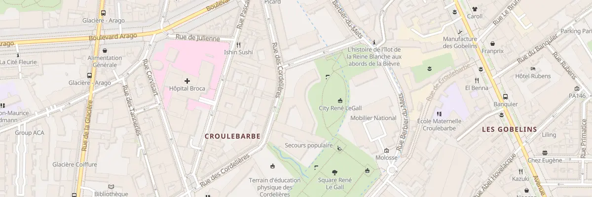 Plan du 23 Rue des Cordelieres à Paris 5e Arrondissement