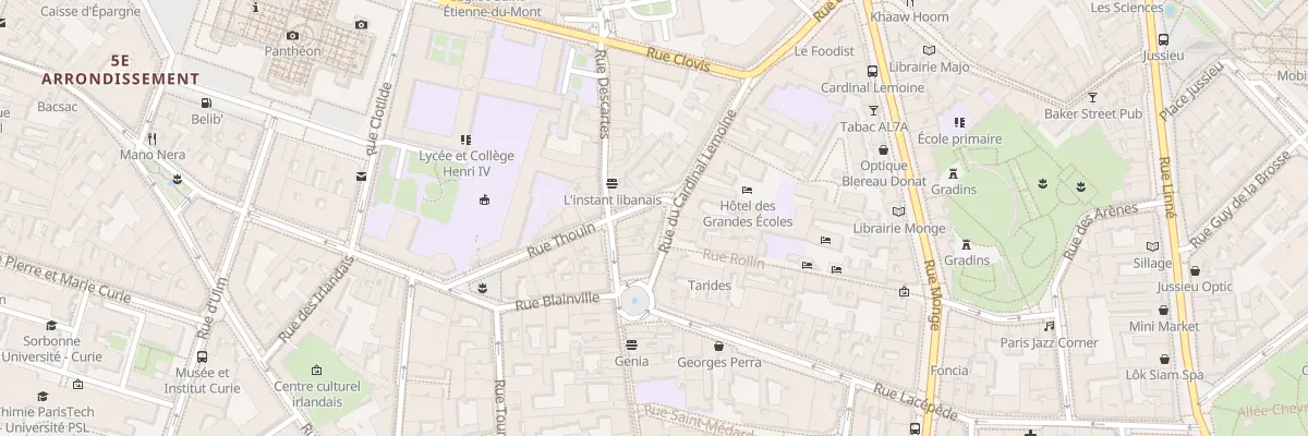 Plan du 1 Rue Thouin à Paris 5e Arrondissement