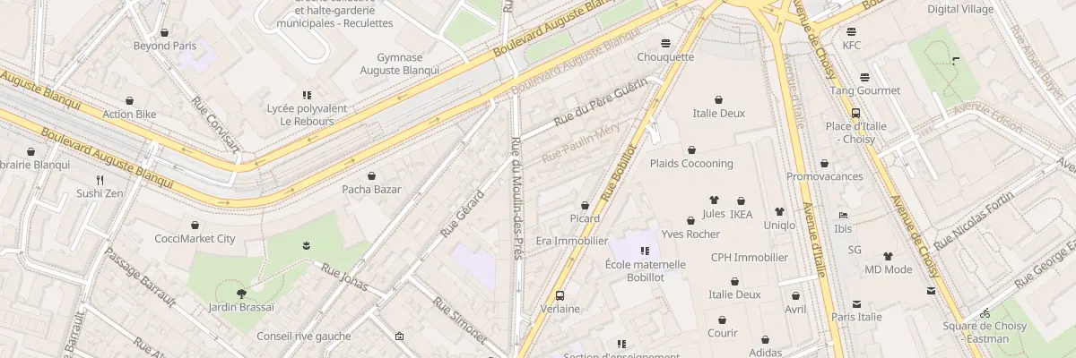 Plan du 9 Rue du Moulin des Prés à Paris 13e Arrondissement