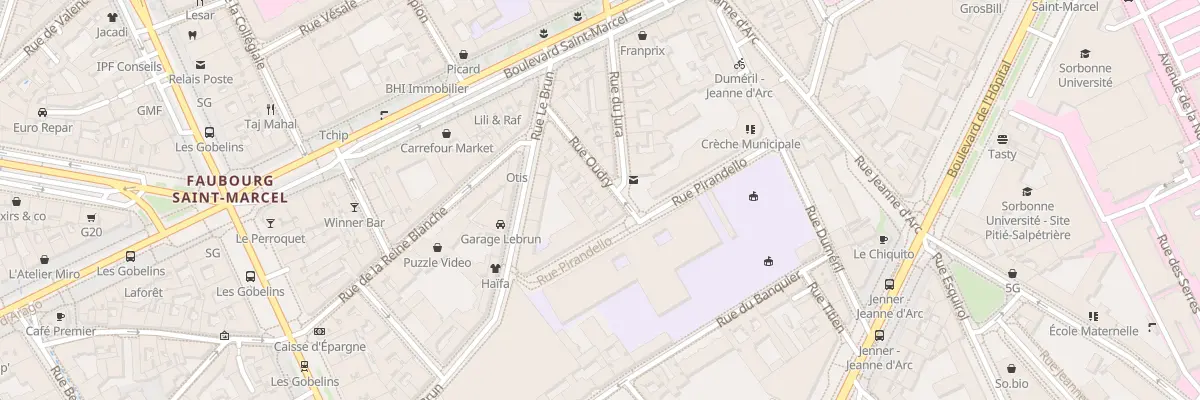Plan du 21 Rue Oudry à Paris 13e Arrondissement