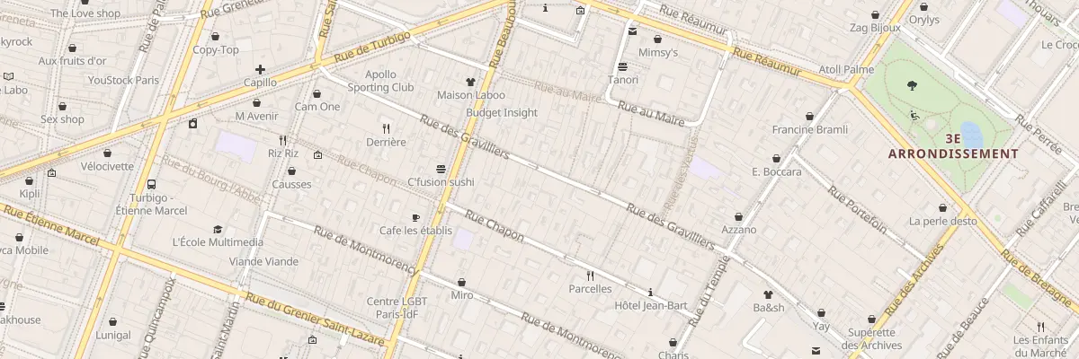 Plan du 31 Rue des Gravilliers à Paris 3e Arrondissement