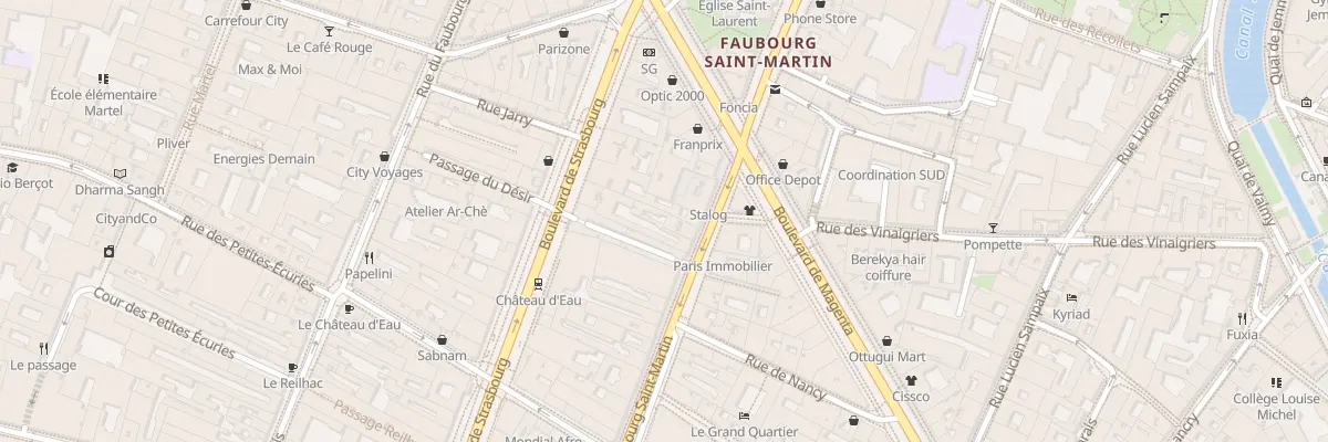 Plan du 93 Rue du Faubourg Saint-Martin à Paris 10e Arrondissement