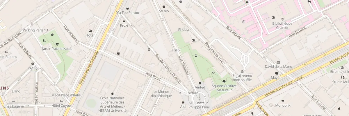 Plan du 17 Rue Esquirol à Paris 13e Arrondissement