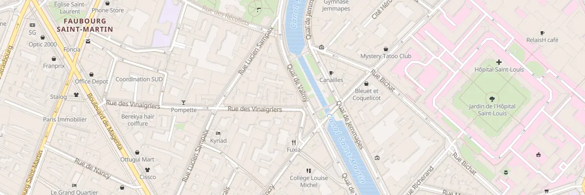 Plan du 22 Rue des Vinaigriers à Paris 10e Arrondissement