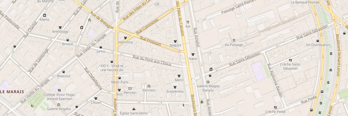 Plan du 4 Rue du Pont aux Choux à Paris 3e Arrondissement