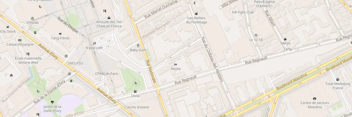 Plan du 21 Pas National à Paris 13e Arrondissement