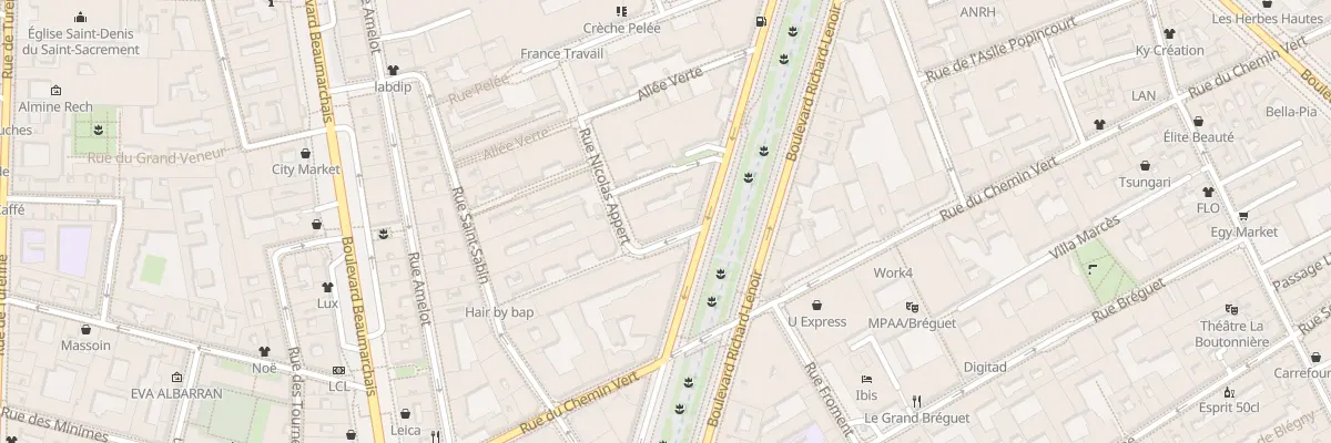 Plan du 5 Pas Sainte-Anne Popincourt à Paris 11e Arrondissement