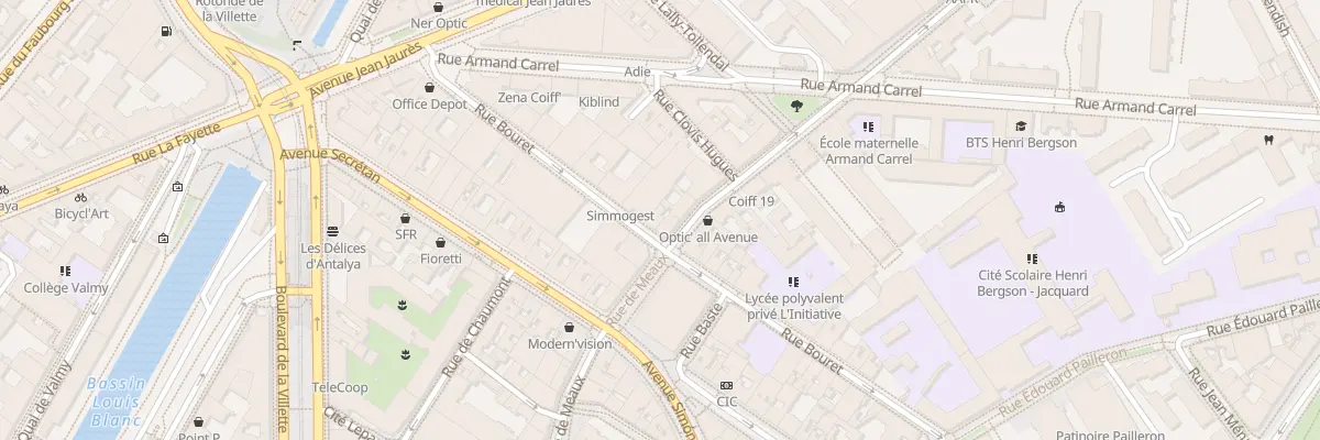 Plan du 38 Rue Bouret à Paris 19e Arrondissement