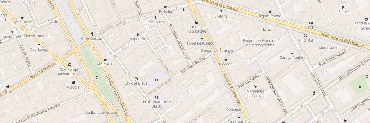 Plan du 14 Rue Neuve Popincourt à Paris 11e Arrondissement