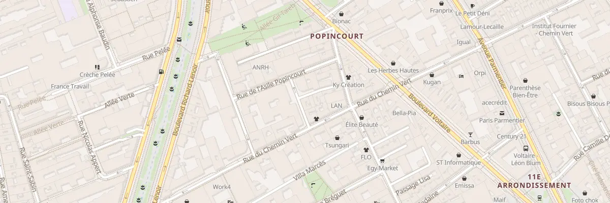 Plan du 2B Pas du Chemin Vert à Paris 11e Arrondissement