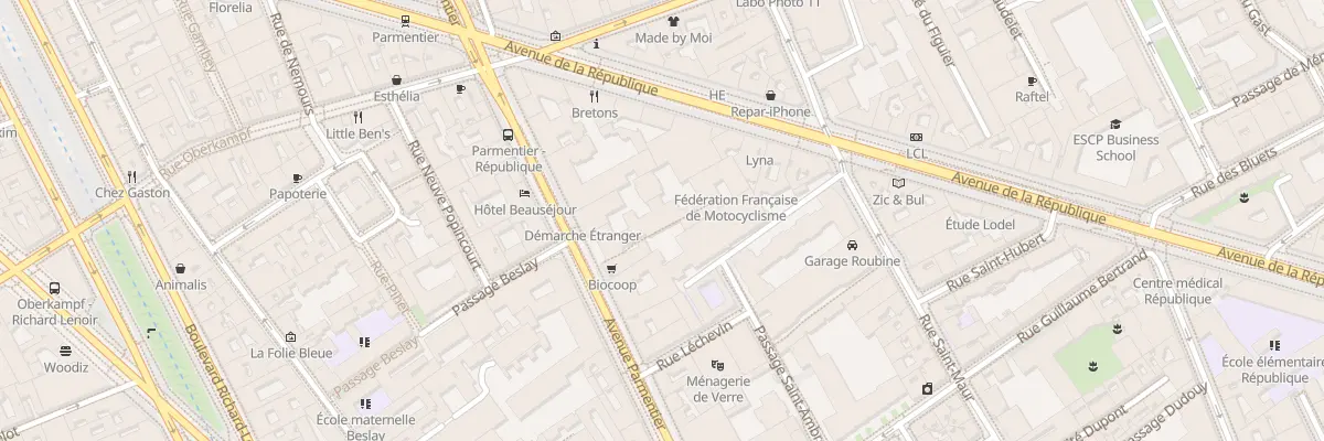 Plan du 74 Av Parmentier à Paris 11e Arrondissement