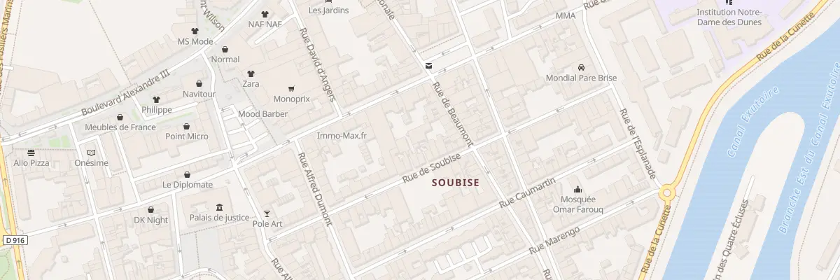 Plan de la Rue de Soubise à Dunkerque