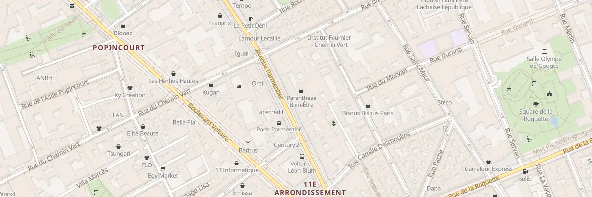 Plan du 16 Av Parmentier à Paris 11e Arrondissement
