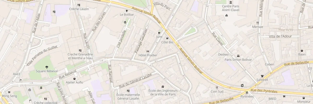Plan du 6 Rue Pradier à Paris 19e Arrondissement