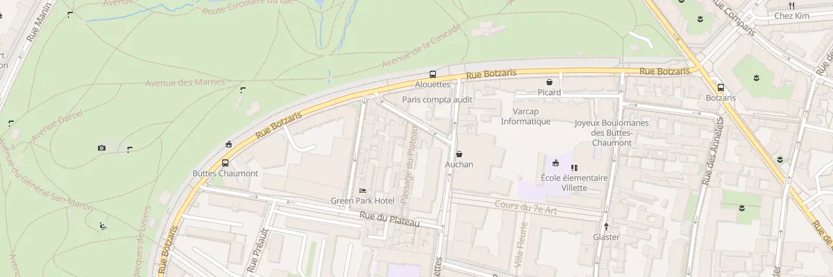 Plan du 12 Pas du Plateau à Paris 19e Arrondissement