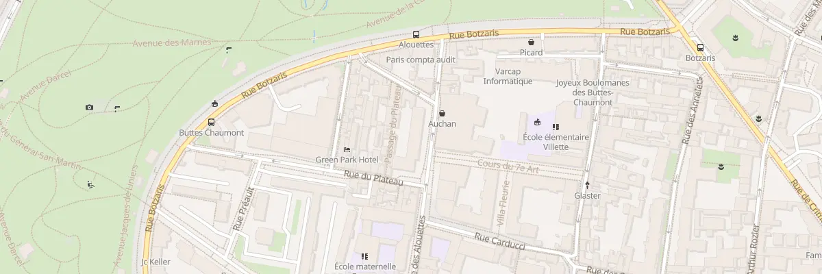 Plan du 2 Rue du Plateau à Paris 19e Arrondissement