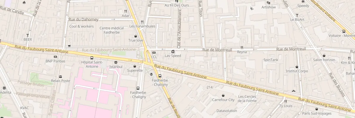 Plan du 245 Rue du Faubourg Saint-Antoine à Paris 11e Arrondissement