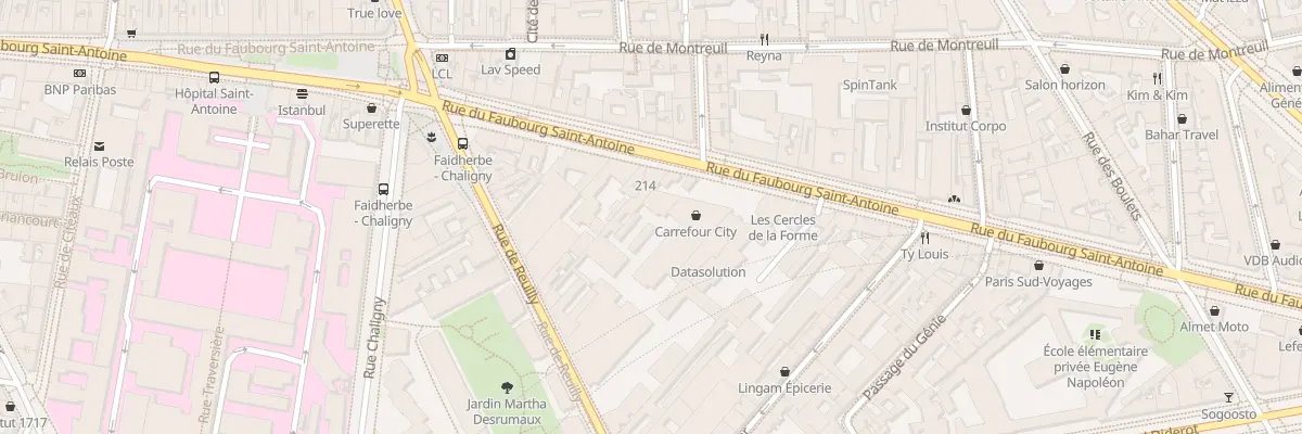 Plan du 218 Rue du Faubourg Saint-Antoine à Paris 12e Arrondissement
