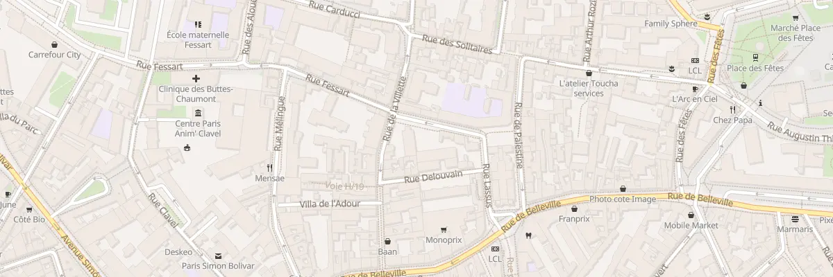 Plan du 7 Rue Fessart à Paris 19e Arrondissement