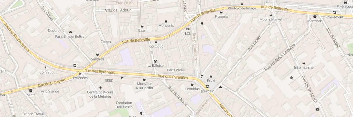 Plan du 340 Rue des Pyrénées à Paris 20e Arrondissement