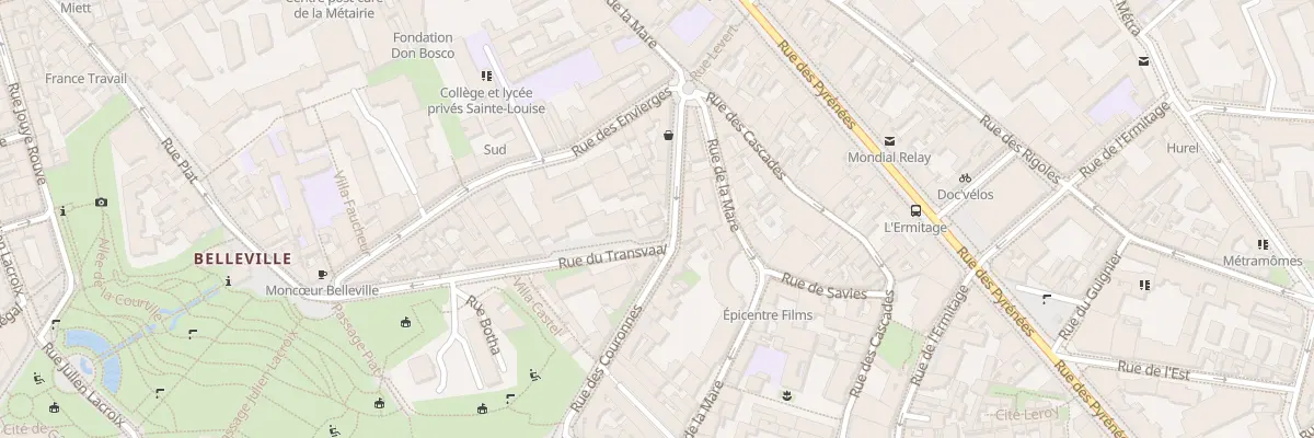 Plan du 95 Rue des Couronnes à Paris 20e Arrondissement