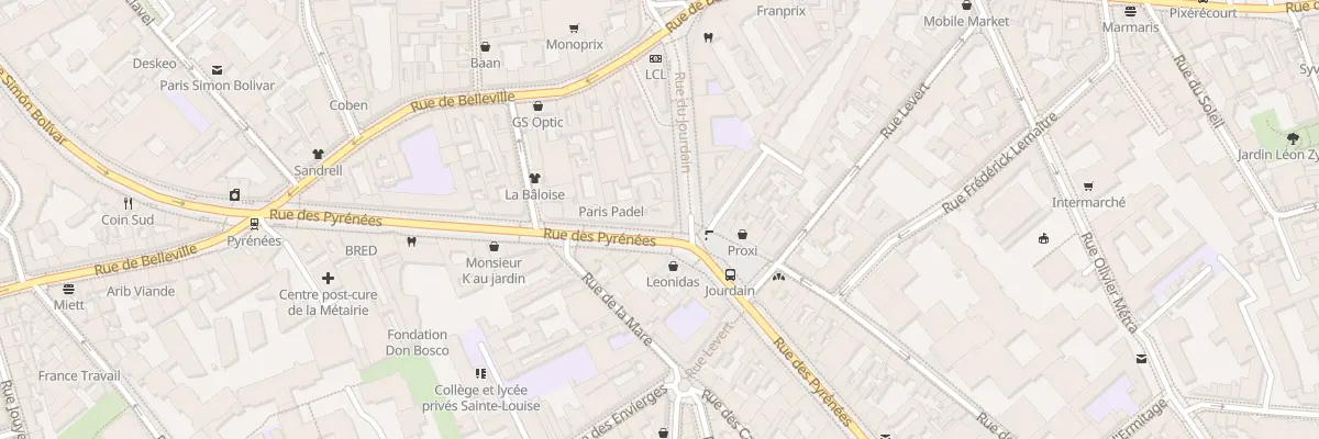 Plan du 338 Rue des Pyrénées à Paris 20e Arrondissement