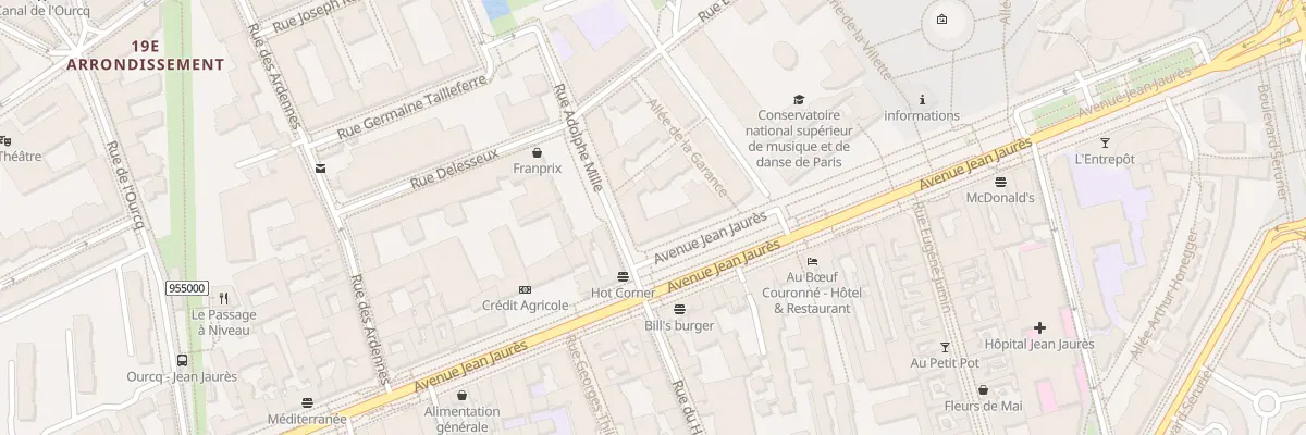 Plan du 2 Rue Adolphe Mille à Paris 19e Arrondissement