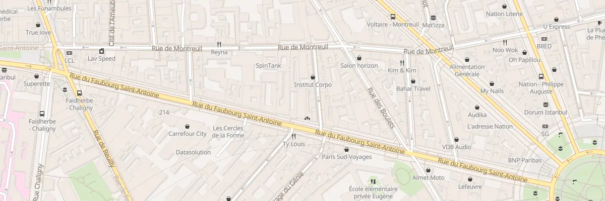Plan du 281 Rue du Faubourg Saint-Antoine à Paris 11e Arrondissement