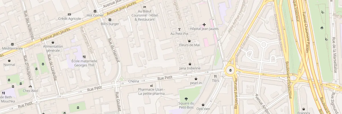 Plan du 93 Rue Petit à Paris 19e Arrondissement