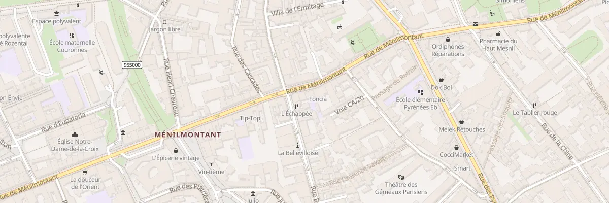 Plan du 96 Rue de Ménilmontant à Paris 20e Arrondissement