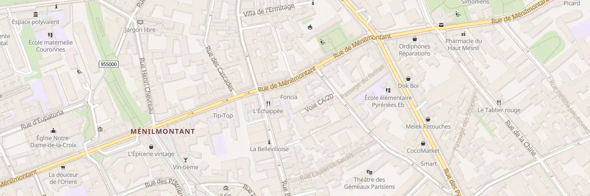 Plan du 100 Rue de Ménilmontant à Paris 20e Arrondissement
