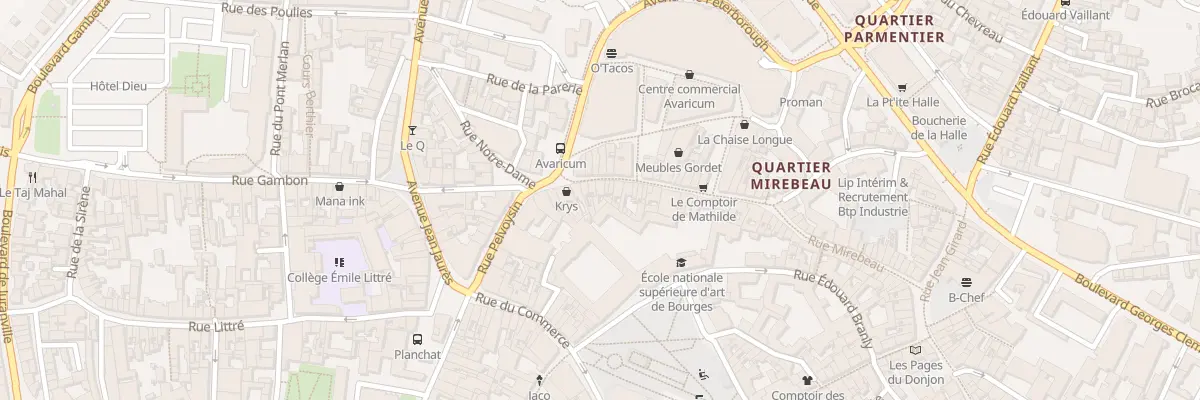 Plan du 16 Rue Mirebeau à Bourges