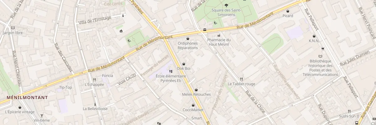 Plan du 262 Rue des Pyrénées à Paris 20e Arrondissement