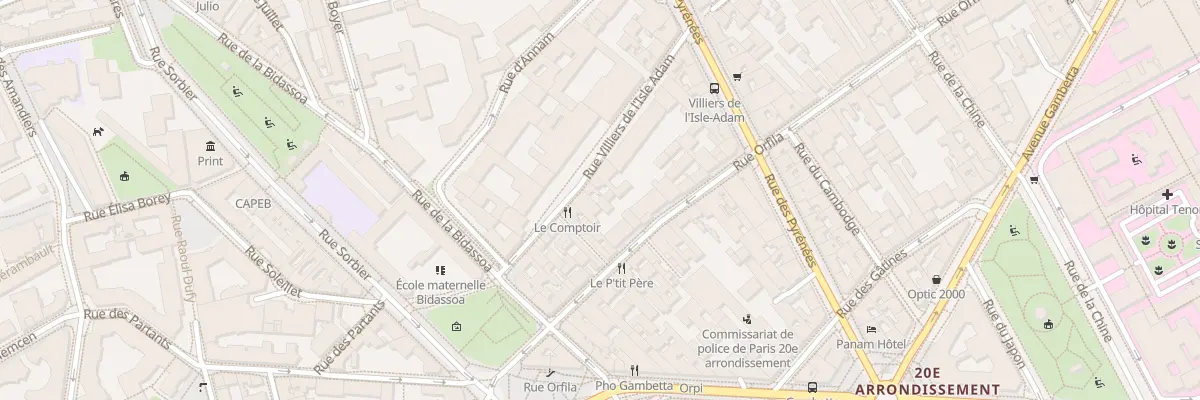 Plan du 36 Rue Villiers Isle Adam à Paris 20e Arrondissement