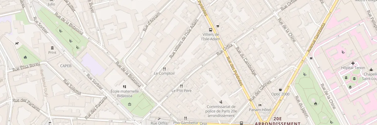 Plan du 25 Rue Orfila à Paris 20e Arrondissement