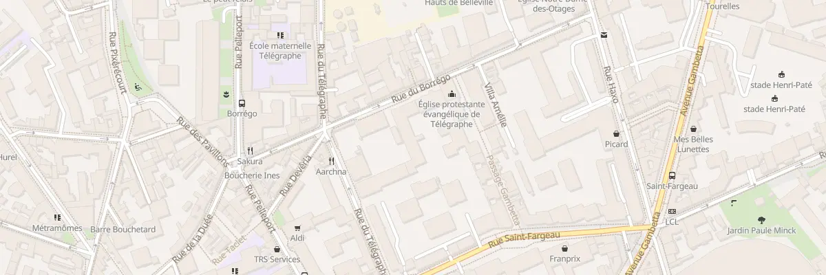 Plan du 22 Rue du Borrégo à Paris 20e Arrondissement