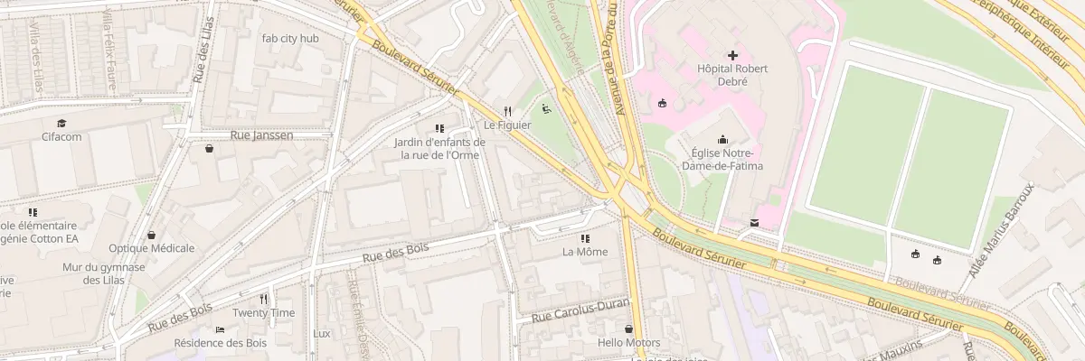 Plan du 75 Bd Sérurier à Paris 19e Arrondissement